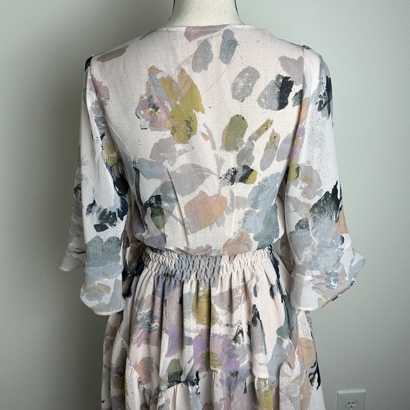 By Together Women's Dusty Rose/Gray Floral Chiffon Mini Dress - Picture 6 of 10